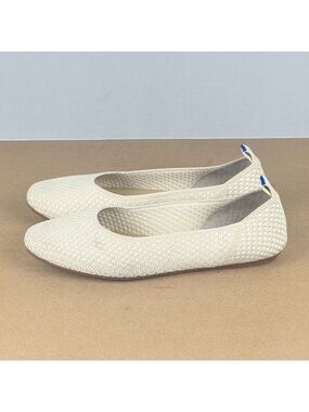 Rothy's Textured Ballet Flats Womens 8.5 Cream Beige Slip On Casual Comfort